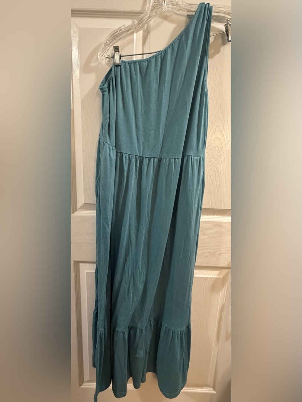 One-Shoulder Maxi Dress in Teal